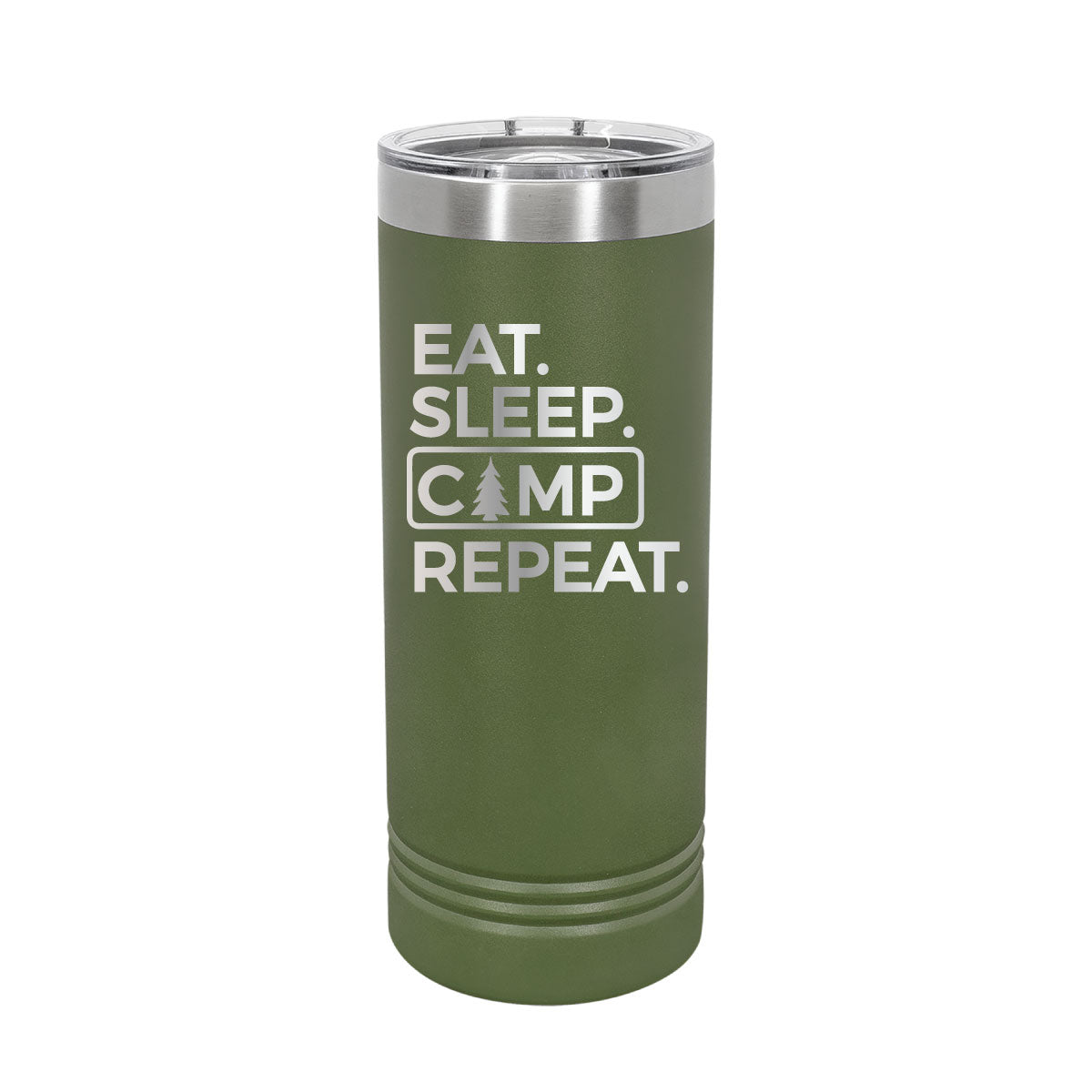 Eat. Sleep. Camp. Repeat - 22oz Skinny Tumblers