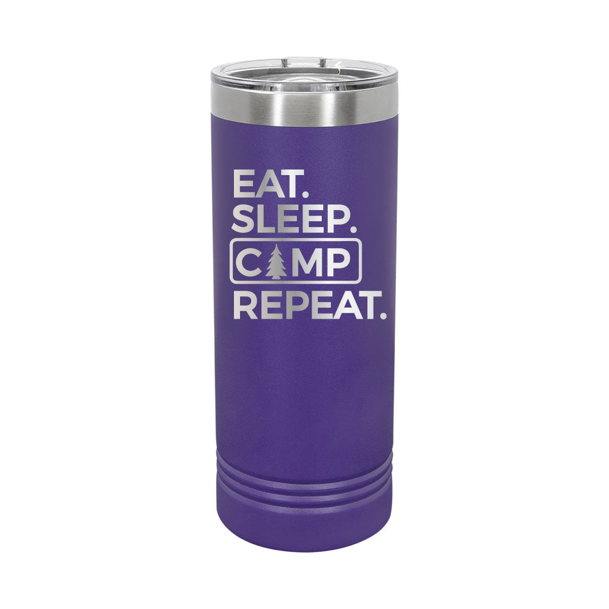 Eat. Sleep. Camp. Repeat - 22oz Skinny Tumblers