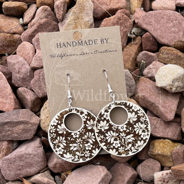 wooden floral earrings